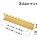 Diagram of 10 Pack 5 Inch Matte Gold Finger Pulls for Cabinets and Drawers with measurements and brushed brass finish.