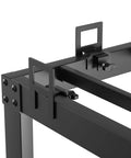 Close-up of Heavy Duty Adjustable Non Slip Mattress Gripper Set For Metal Bed Frame Anchors in black securely clamped.