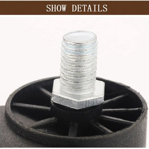 Close-up of Universal Silent Caster Wheels For Office Chairs Replacement showcasing locking screw and sturdy base design.