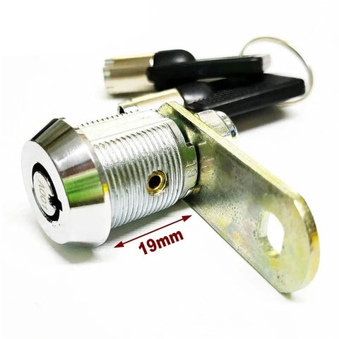 Tubular Cam Lock 19mm For Drawers, Mailboxes, Tool Boxes, Game Machines And DIY Furniture Projects With Easy Install, Heavy Duty Locking Mechanism MA015 1Pcs, showing side view and keys