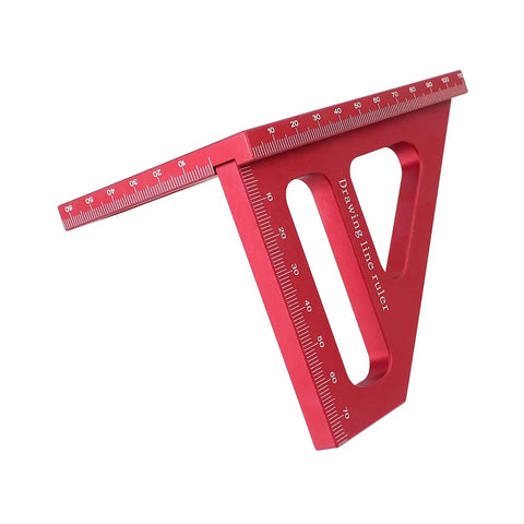 3D Multi Angle Measuring Ruler For Woodworking And Carpentry, 45 And 90 Degree Aluminum Alloy Square Protractor, red drawing line ruler
