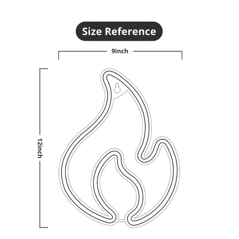 Size reference of Lit Red Flame Neon Sign USB Powered With On Off Switch Dope Neon Light for Wall Decor, 9x12 inches.