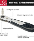Tiny But Mighty Mini Ratchet Set 12 Piece One Quarter Inch Drive Right Angle Screwdriver Kit with ergonomic handle and reversible ratchet.