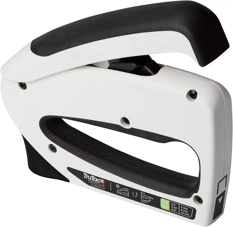 TruTac TT21 Forward Action Staple Gun for Upholstery, Crafts, Decorating and Repairs, Manual Push Stapler with JT21 Staples