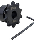 Beefy 35B10 Roller Chain Sprocket Type B 10 Tooth, Three Eighths Inch Pitch, 10mm Bore, Hardened 1045 Steel Anti Rust