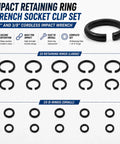 Heavy Duty Impact Retaining Ring Kit With O Rings And Installation Tool for 1/2 and 3/8 Inch, large and small rings displayed.