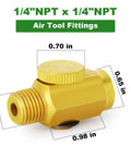 Five Pack Brass In Line Air Flow Regulator Valve For Air Compressors One Quarter NPT Male To One Quarter NPT Female High Flow