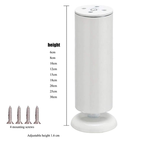 Adjustable Stainless Steel Furniture Legs Set 4 Pcs Screw-In Replacement Feet For Coffee Tables, Sofas, TV Cabinets, shown with screws
