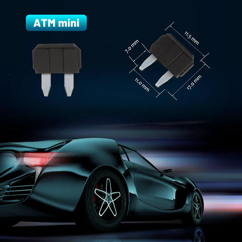 Longer 66.9 Inch Universal Fuse Bypass Switch Kit for Cars illustration with ATM mini fuse and measurements