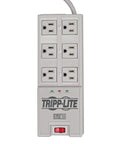 Six Outlet Surge Protector Power Strip With Six Foot Cord And Right Angle Plug For Home Office And Electronics Protection In Grey