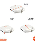 Imusa 4 Slot Electric Arepa Maker, 1200 Watt Nonstick Griddle, dimensions: L/D 11", H 3", L/D 13", white finish.