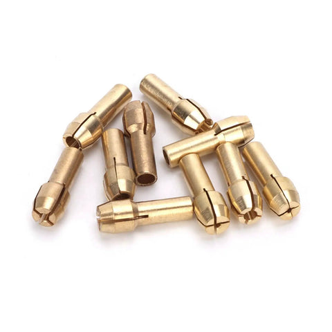 Mini Brass Collets Set 10 Pcs Durable Drill Tool Accessories For Precision Drilling With Electric Grinders Fits 0.5mm To 3.2mm Shank 4.3mm