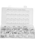450 Piece Aluminum Flat Washer Set With Storage Box Heavy Duty Round Gaskets For DIY Projects Furniture Appliances Outdoor Gear And Equipment Rust Resistant For Humid Environments, labeled compartments