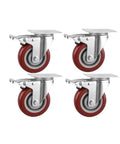Heavy Duty Swivel Plate Casters With Brakes And Brake Lock For Furniture Carts Flat Plate Mount 360 Degree Swivel Wheels