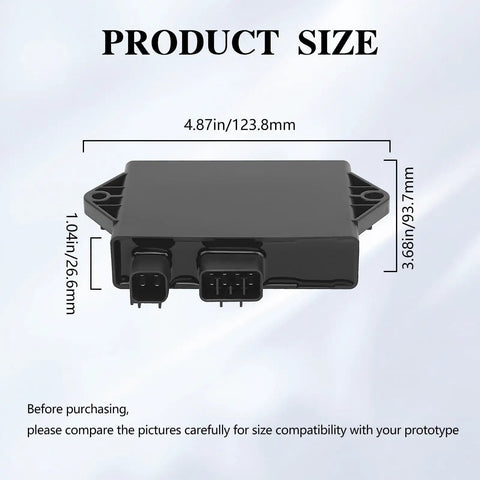 Ignition CDI Module Box For ATV YFM 350 Warrior And Raptor 350 2002-2013 Beefed-Up Replacement Igniter with dimensions shown