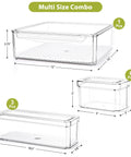 10 Pack Refrigerator Pantry Organizer Bins With Lids To Keep Your Snacks Chill And Food Stash Tidy, clear stackable bins in multiple sizes.