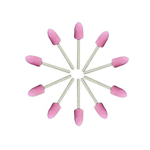 10 Piece 8mm Pink Aluminum Oxide Mounted Stone Point Grinding Abrasive Set With 1/8 Inch Shank For Dremel And Other Rotary Tools