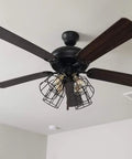 Farmhouse Vintage Industrial Wire Cage Pendant Light Shade Open Style Lamp Guard Dope Adjustable Clamp on ceiling fan