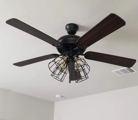 Farmhouse Vintage Industrial Wire Cage Pendant Light Shade Open Style Lamp Guard Dope Adjustable Clamp on ceiling fan