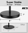 Comparison of base sizes for freestanding matte black toilet paper holder, featuring 8-inch wide, 1-inch thick heavy 3 lb base for stability.