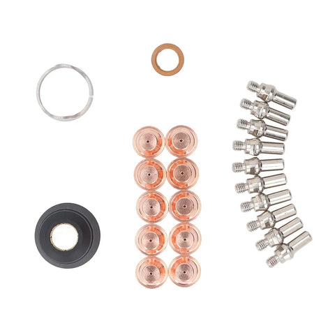 Plasma Cutter Consumables Kit 23 Piece Set With 10 Nozzles 10 Electrodes 1 Cup 1 Bracket And Swirl For Torch Maintenance
