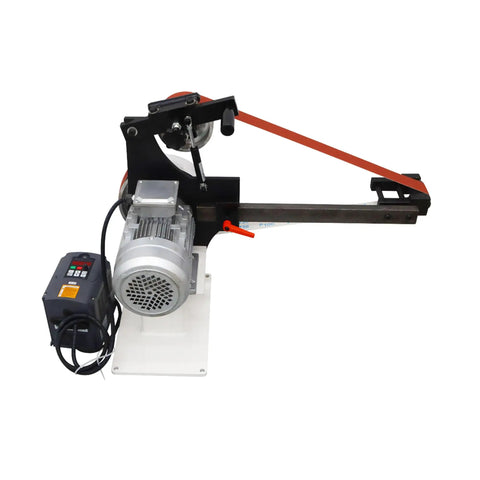 Heavy Duty 71 Inch Desktop Belt Sander Workhorse Featuring A Rock Solid 2200W Motor With Stepless Speed Control and grinding wheel.