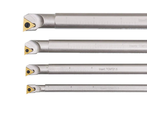 Right Hand STUCR Indexable Boring Bar Set Pro Grade Shop Ready For CNC And Hand Milling 3/8 1/2 5/8 And 3/4 Inch Sizes, 31 PC Kit With 20 PC TCMT Inserts TiN Coated, Heat Treated Alloy Steel And Precision Ground Tooling