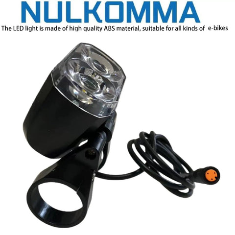 Ride Ready Electric Bike Front Light Mount On Handlebar With 3 Pin Female Waterproof Connector LED Headlight For 24V 36V 48V 60V Ebike Controllers All Weather Durable Bike Light With Yellow Plug