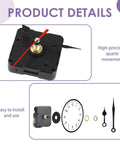 Quartz Clock Movement Replacement Kit Battery Operated Mechanism with Short Shaft and 50mm Spade Hands for DIY Wall Clocks