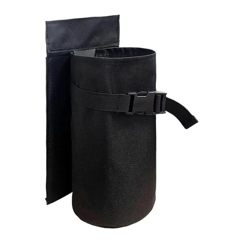 Heavy Duty Fire Extinguisher Storage Bag For Tesla Cybertruck Trunk Organizer with Quick Release Buckle in black fabric.