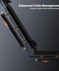 Heavy Duty Low Profile Microphone Boom Arm Stand For Gaming And Streaming With Solid Aluminum Build, showcasing cable management.
