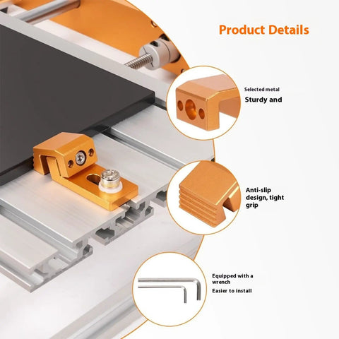Heavy Duty Low Profile T Track Clamping System For 3018 Router Engraver Accessories 2 Pack High Strength Aluminum Clamp For Secure Woodworking Metalworking And Model Making Projects in orange T-slot table