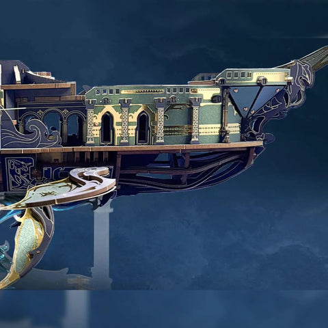 Epic 3D Steampunk Whale Airship Wooden Model Kit For DIY Puzzle Building With Mechanical Motion And Sound Effects Laser Cut Craft Kit