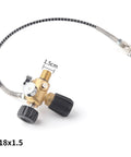 High Pressure M18x1.5 DIN Valve Adapter With Gauge For PCP Air Tanks Paintball And Air Rifles, 4500 Psi And 300 Bar, 24 Inch Soft Hose Scuba Fill Station, detailed view.