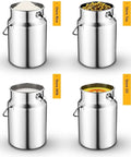 Beefy 304 Stainless Steel Water And Milk Can Jug With Sealed Lid Built To Last No Leak Design Odorless Rust Proof Easy Clean Five Point Three Quarts Milk Bucket For Home And Farm Storage storing rice tea milk and oil
