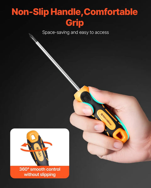 12 Piece Screwdriver Set With Magnetic Tips And Crv Steel Build, showcasing a non-slip handle and ergonomic grip for home repairs.