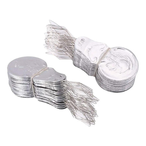 100x Silver Tone Wire Loop Needle Threader for Sewing DIY Hand or Machine Stitching Tool Aluminum and Metal Construction