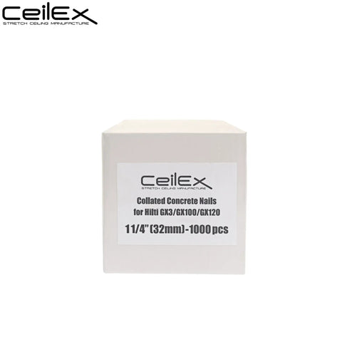 Heavy Duty Collated Concrete Nails 1 1/4 In (32mm) 1000 Pcs Per Box For GX3 GX100 GX120 Cordless Nailer box front