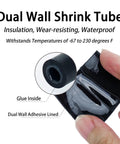 Heavy Duty Marine Grade Dual Wall Heat Shrink Tubing Roll 3:1 Adhesive Lined Wire Jacket Half Inch By Ten Feet Black showing dual wall adhesive lining and insulation.