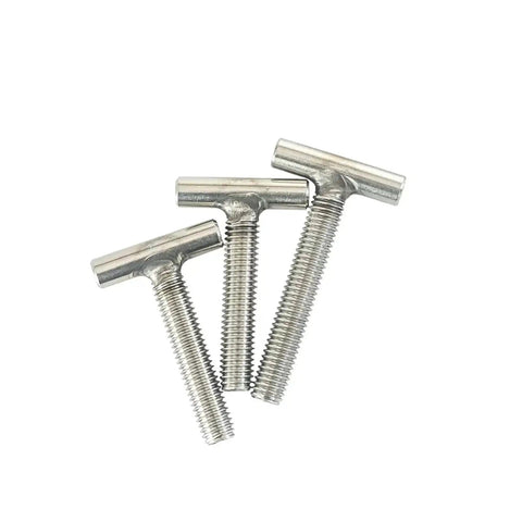 304 Stainless Steel Cylindrical Welding T Shaped Screws Set For Metalworking M4 M5 M6 M8 M10 M12 in close-up view