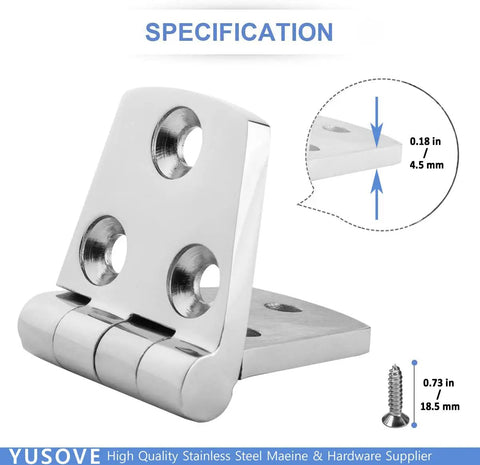 Marine Grade Stainless Steel Hinges Built Tough Heavy Duty Boat Strap Hinge 316 Saltwater Resistant Butt Hardware detailed view.