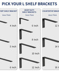 Comparison of L shelf brackets including Six Pack Heavy Duty Countertop Brackets 14 Inch Long By 6 Inch High, 1.6 Inch Wide, 8 Mm Thick