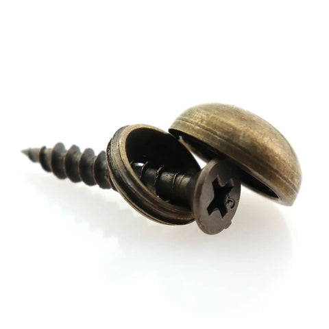 No Sweat Install 16 Piece Pure Copper Decorative Screw Set With 15 Millimeter Self Tapping Screws And Washers for vintage wood upgrades.