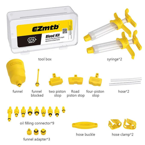 Hydraulic Bike Brake Bleed Kit for Shimano, SRAM and Magura Pro Grade MTB and Road Bike Bleeding Tool Set With Funnel, Syringes, Adapters