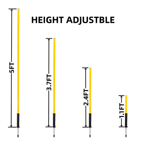 Six Piece 5 Foot Agility Poles For Soccer Basketball Football And More Pro Grade Speed And Footwork Training Sticks height adjustable