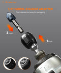 1/4" quick-change adapter for drill, allows fast bit swapping with a hex shank, suitable for various projects.