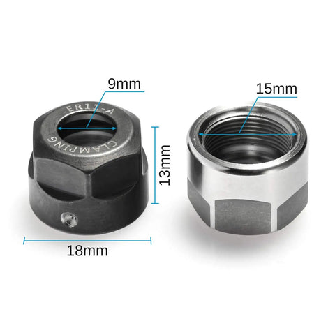 ER11-A Collet Clamping Nut Set With Dynamic Balance Holes For CNC Milling Lathe Holders Four Pack Alloy And Hardened Steel Nuts