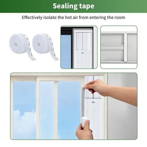 Sealing tape for Portable AC Sliding Door Vent Kit With 4 In 1 Coupler And Filter, fits 5.1 to 5.9 inch exhaust hose, easy setup