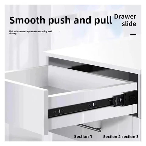 Heavy Duty Two Section Drawer Slides With Silent Damping System For 10 To 20 Inch Cabinets Cold Rolled Steel Cabinet Hardware For Effortless Quiet Operation, black side-mount drawer slide in cabinet