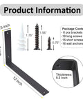 Heavy Duty 12 Inch L Shelf Brackets Set Black Metal Wall Mount Brackets With 5mm Thick Steel Includes Screws And Anchors for Shelving
